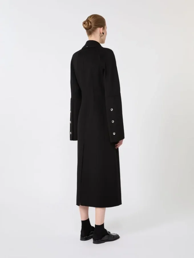 Slim-fit long wool coat, black Slim-fit long wool coat, black