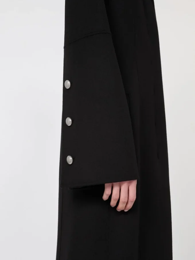 Slim-fit long wool coat, black Slim-fit long wool coat, black