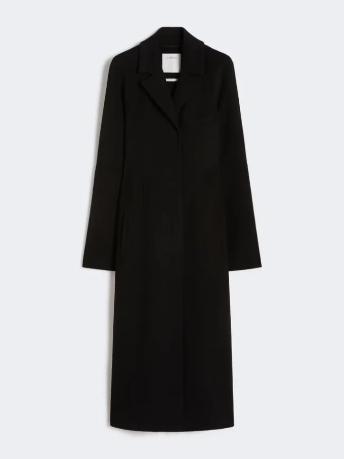 Slim-fit long wool coat, black Slim-fit long wool coat, black