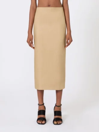 Slim-fit skirt in linen twill, camel