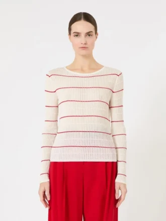 Slim-fit wool and silk sweater, white