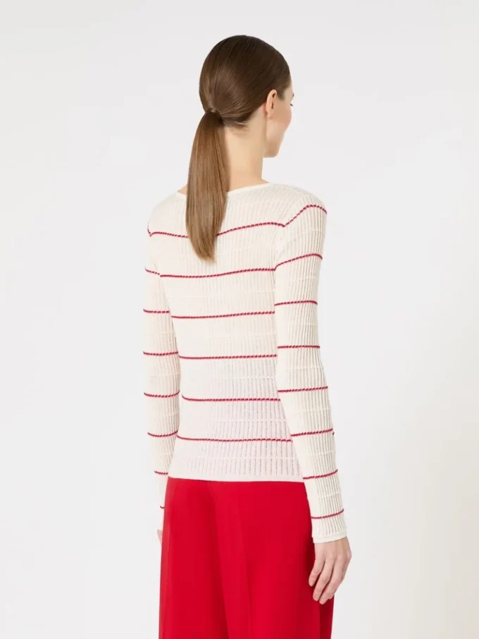 Slim-fit wool and silk sweater, white