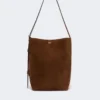 Small archetipo bag in split leather, dark brown