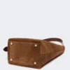 Small archetipo bag in split leather, dark brown