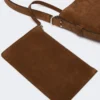 Small archetipo bag in split leather, dark brown