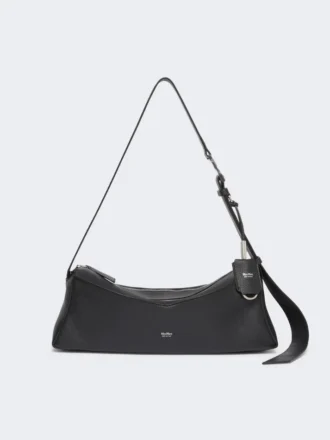 Small leather shoulder bag, black