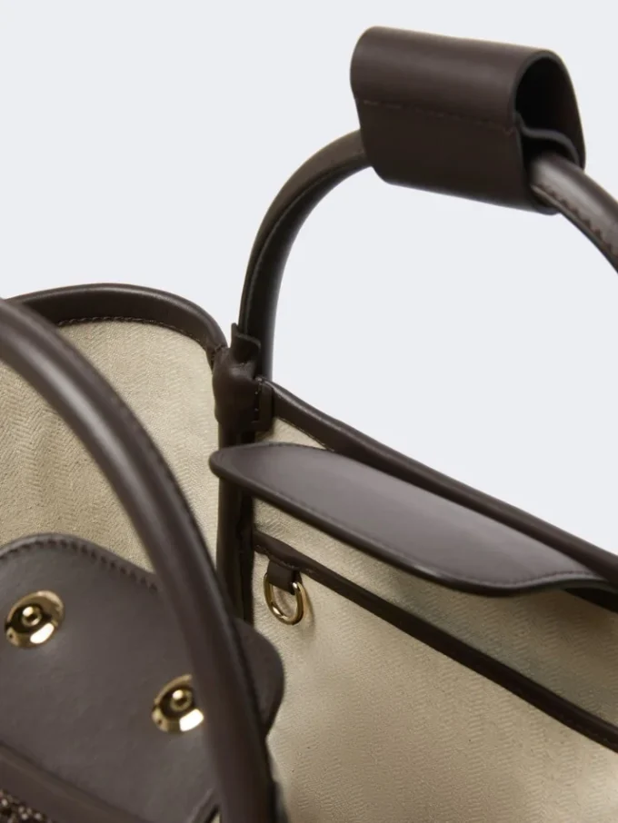 Small marine bag in diamond-patterned basketweave, dark brown