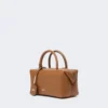 Small natural leather bowler bag, amber brown