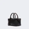 Small natural leather bowler bag, black