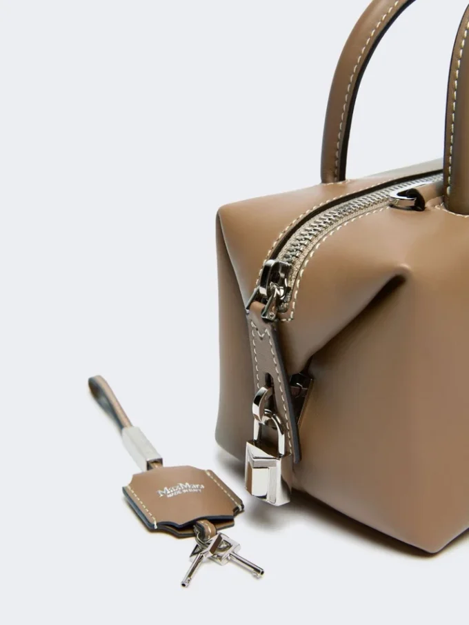 Small natural leather bowler bag, mud Small natural leather bowler bag, mud