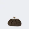Small raffia-effect pasticcino bag, dark brown