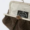 Small raffia-effect pasticcino bag, dark brown