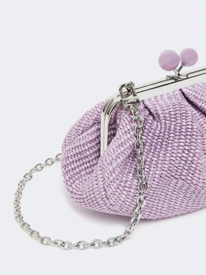 Small raffia-effect pasticcino bag, lilac