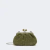 Small raffia-effect pasticcino bag, sage green