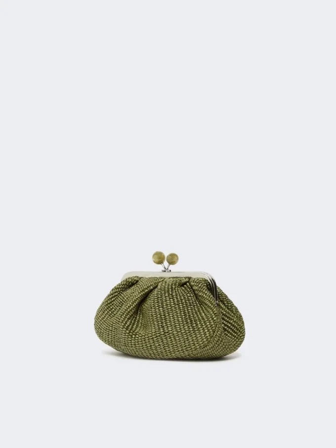 Small raffia-effect pasticcino bag, sage green