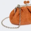 Small raffia-effect pasticcino bag, salmon