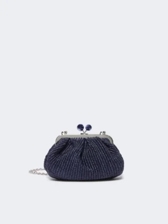 Small raffia-effect pasticcino bag, ultramarine