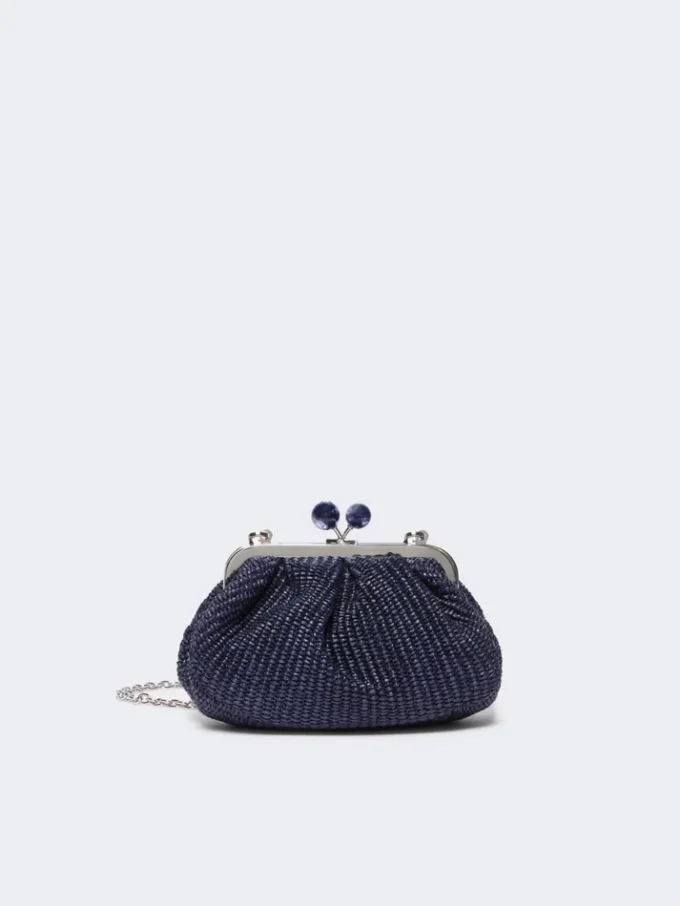 Small raffia-effect pasticcino bag, ultramarine