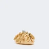 Small raffia-effect pasticcino bag with flowers, beige