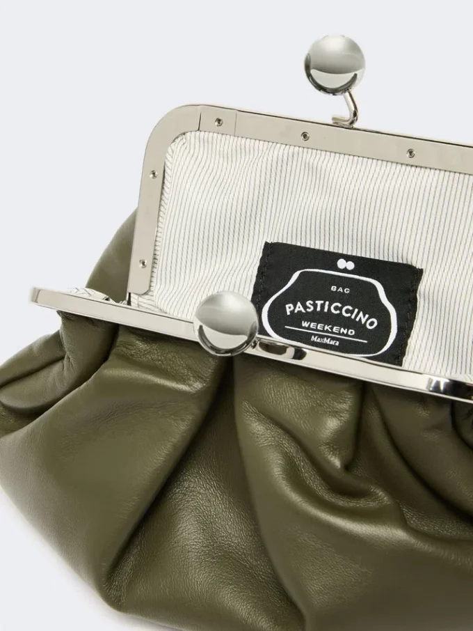 Small sheepskin pasticcino bag, dark green