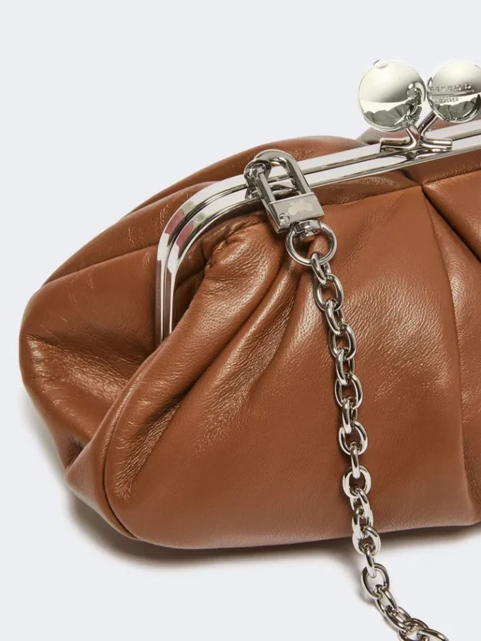 Small sheepskin pasticcino bag, tobacco