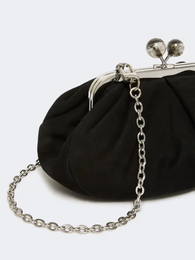 Small suede pasticcino bag, black