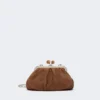 Small suede pasticcino bag, dark brown