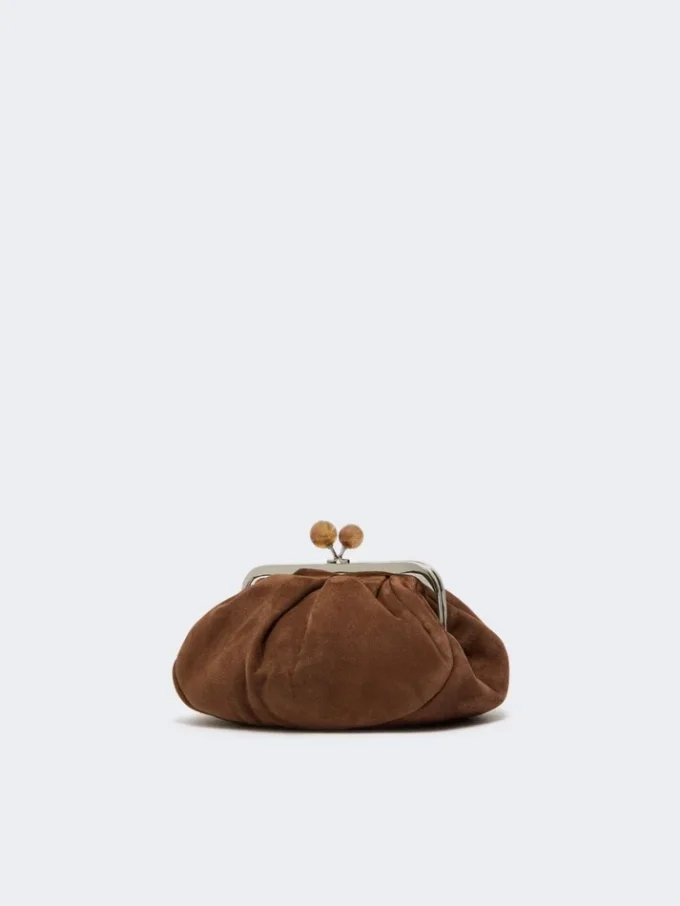Small suede pasticcino bag, dark brown