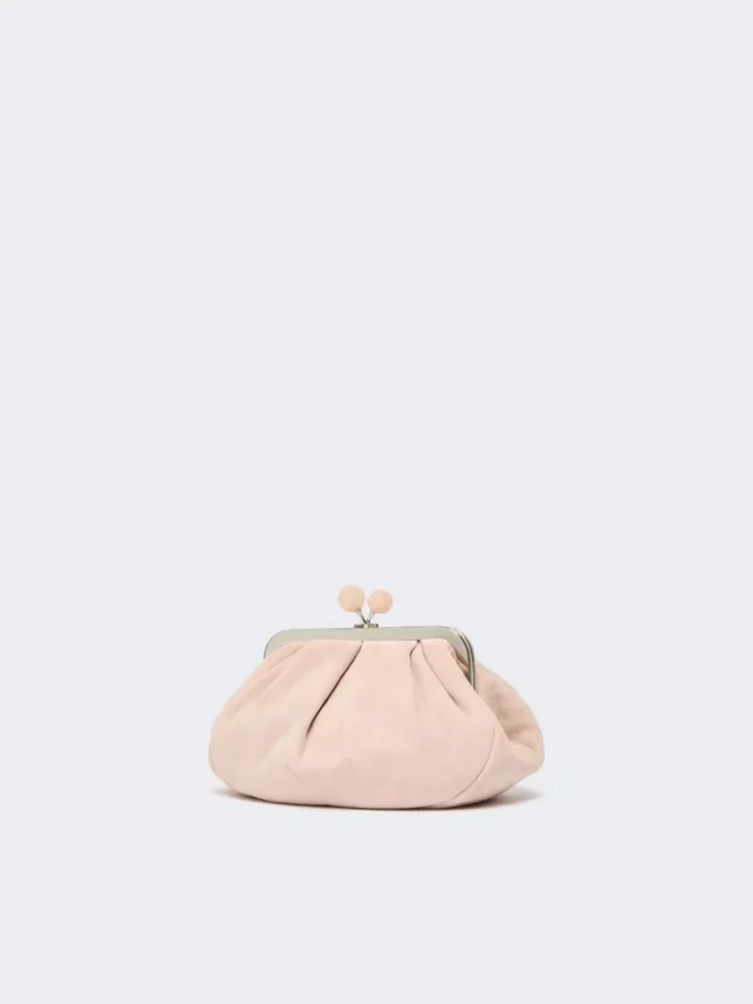 Small suede pasticcino bag, powder