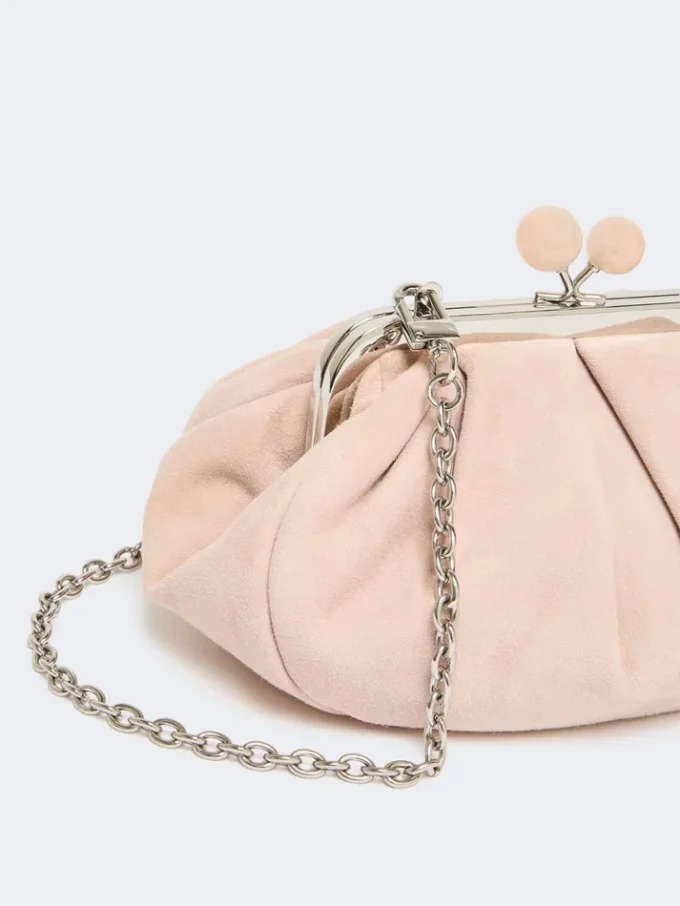 Small suede pasticcino bag, powder