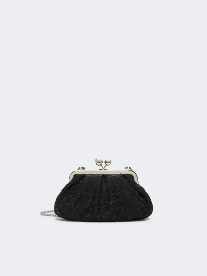 Small wool boucla pasticcino bag, black