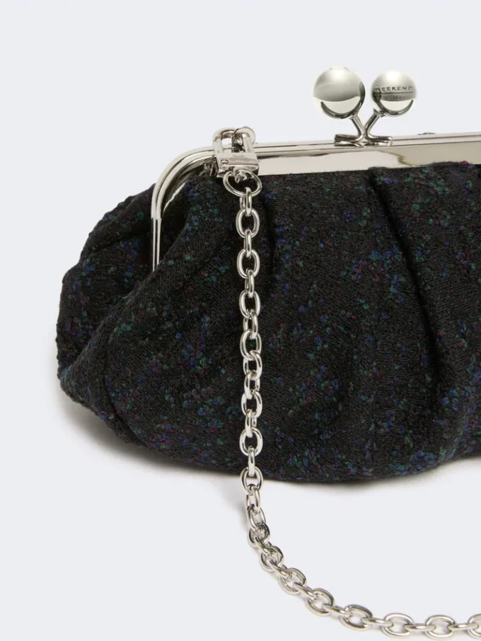 Small wool boucla pasticcino bag, black