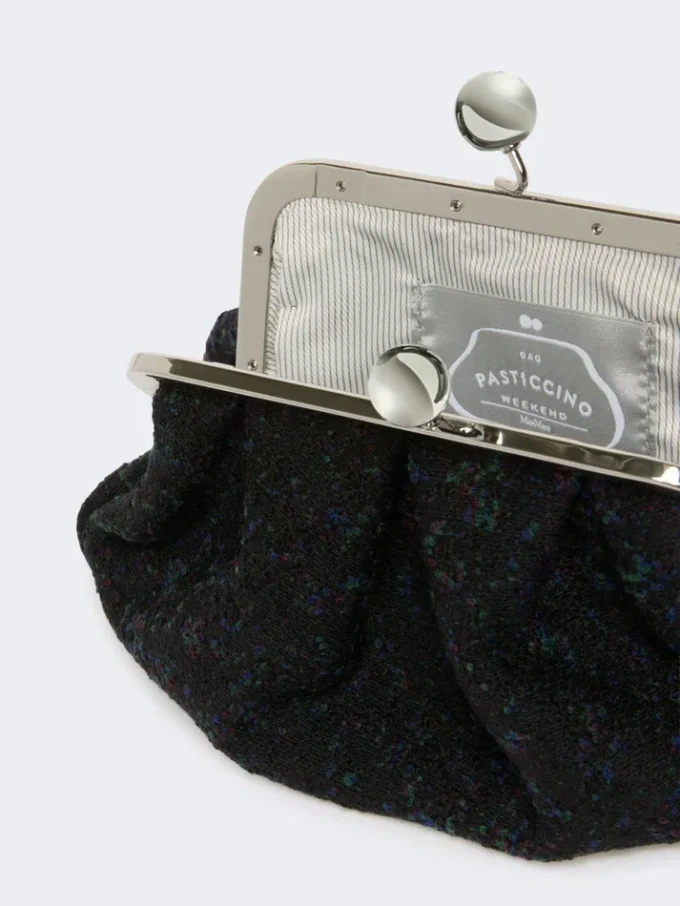 Small wool boucla pasticcino bag, black