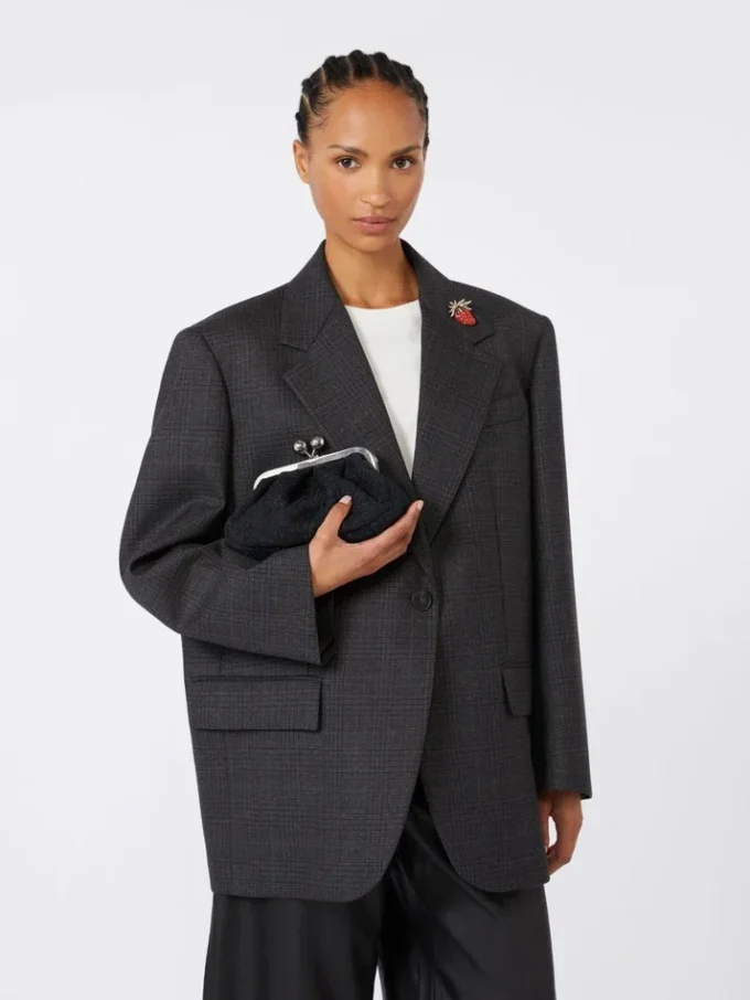 Small wool boucla pasticcino bag, black