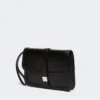 Smooth leather clutch, black