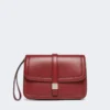 Smooth leather clutch, bordeaux