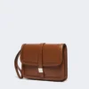 Smooth leather clutch, tobacco