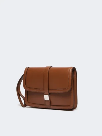Smooth leather clutch, tobacco
