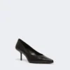 Smooth leather court shoes, black