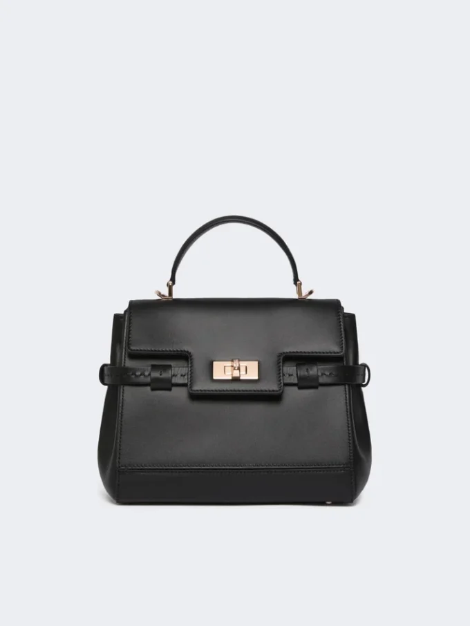 Smooth leather handbag, black Smooth leather handbag, black