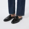 Smooth leather mule moccasins, black Smooth leather mule moccasins, black