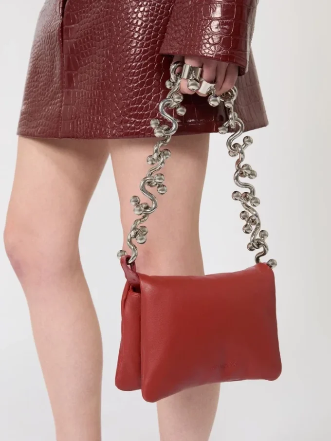 Soffy mini-bag in padded nappa leather, brick red