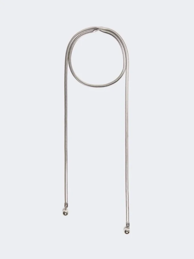 Sphere-detail metal necklace, palladium