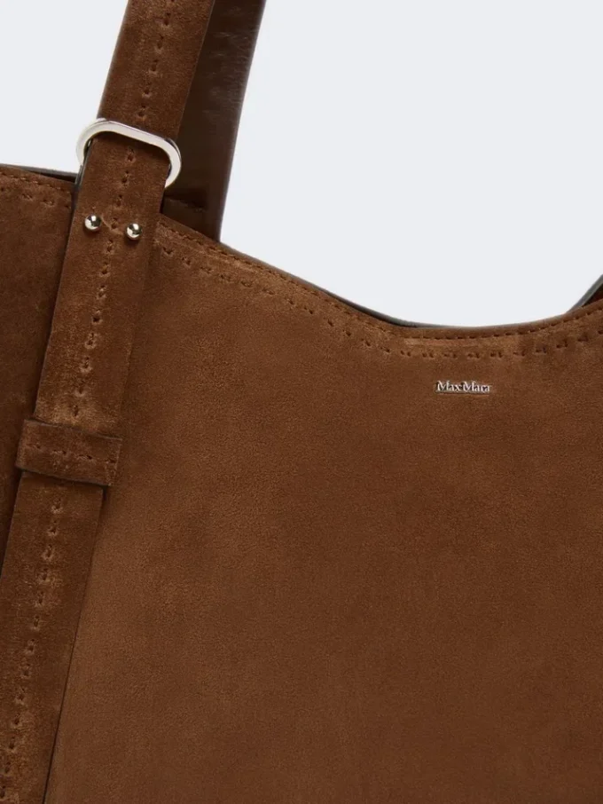 Split leather archetipo handbag, dark brown