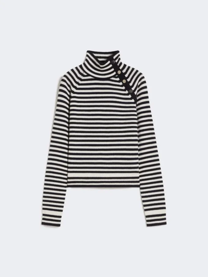 Stockinette-stitched cashmere polo-neck sweater, ultramarine