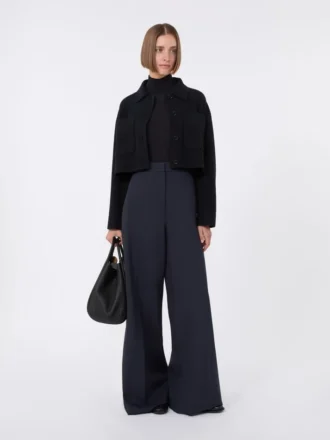 Stockinette-stitched wool polo-neck sweater, ultramarine