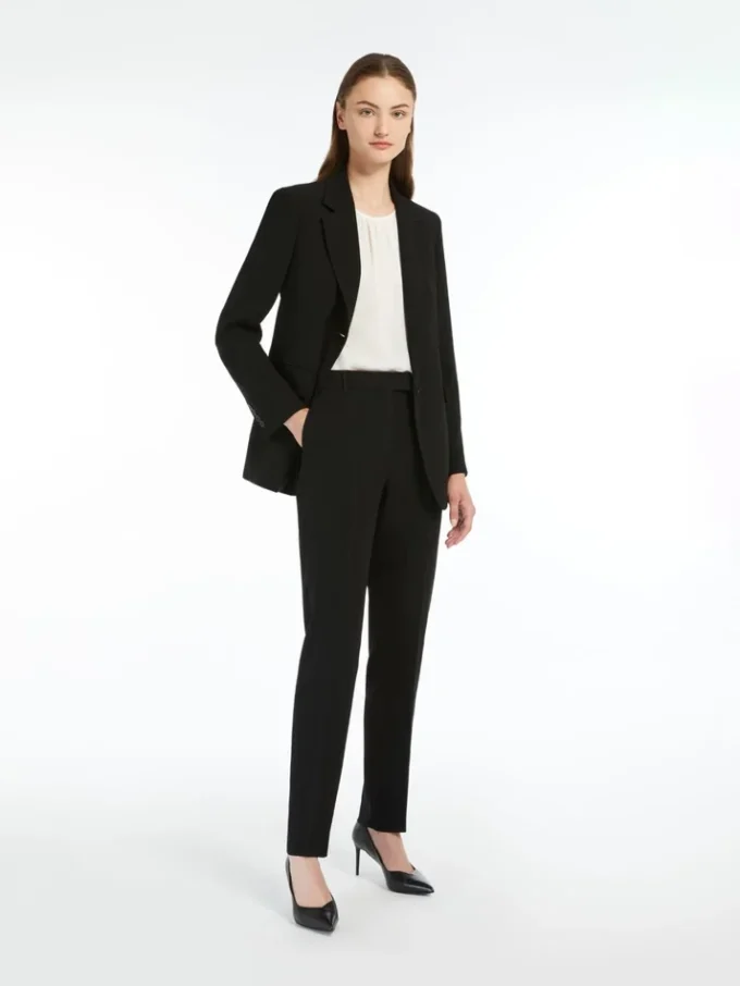 Straight-fit cady trousers, black