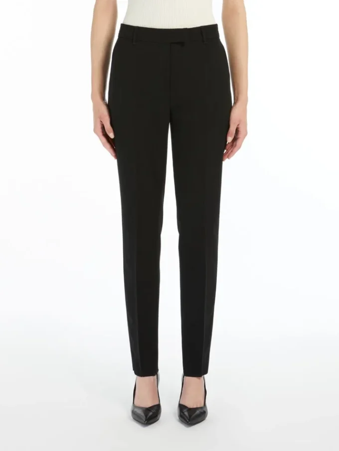 Straight-fit cady trousers, black