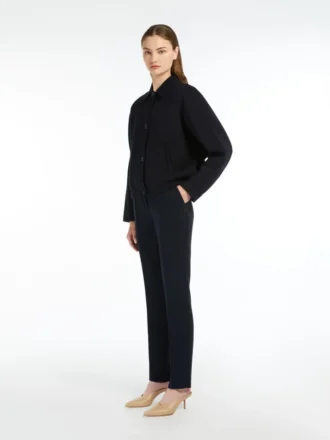 Straight-fit cady trousers, navy