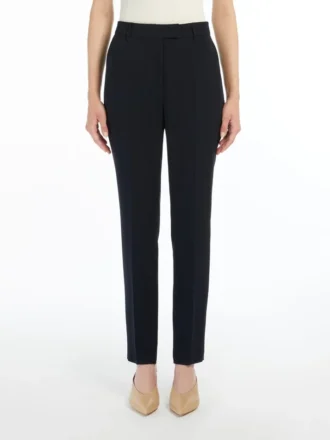 Straight-fit cady trousers, navy